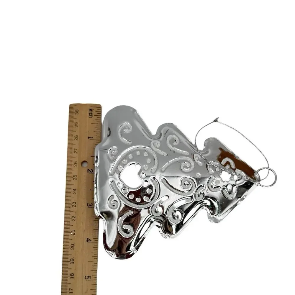 3 - Silver Tone Lightweight Decorative Christmas‎ Tree Ornament 4.5